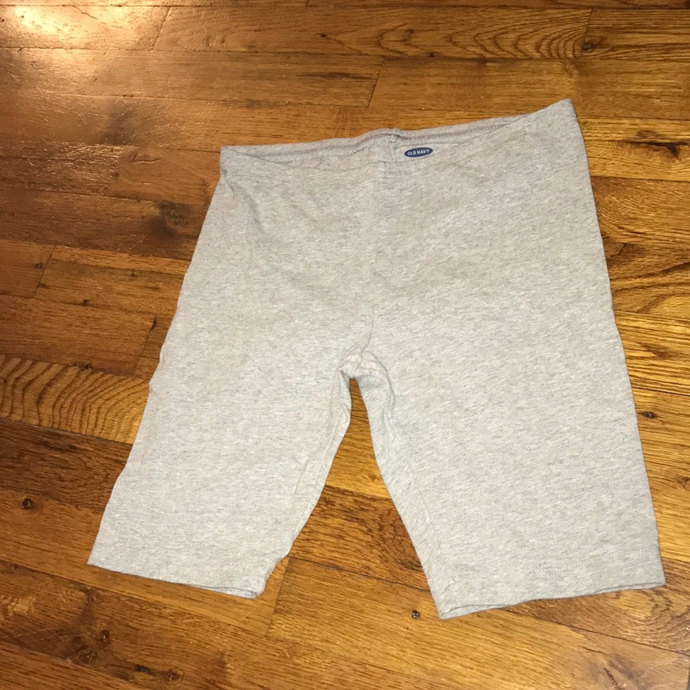 Grey biker shorts.